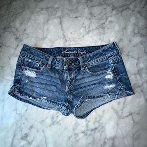 American Eagle Outfitters Y2K Distressed Blue Jean Shorts